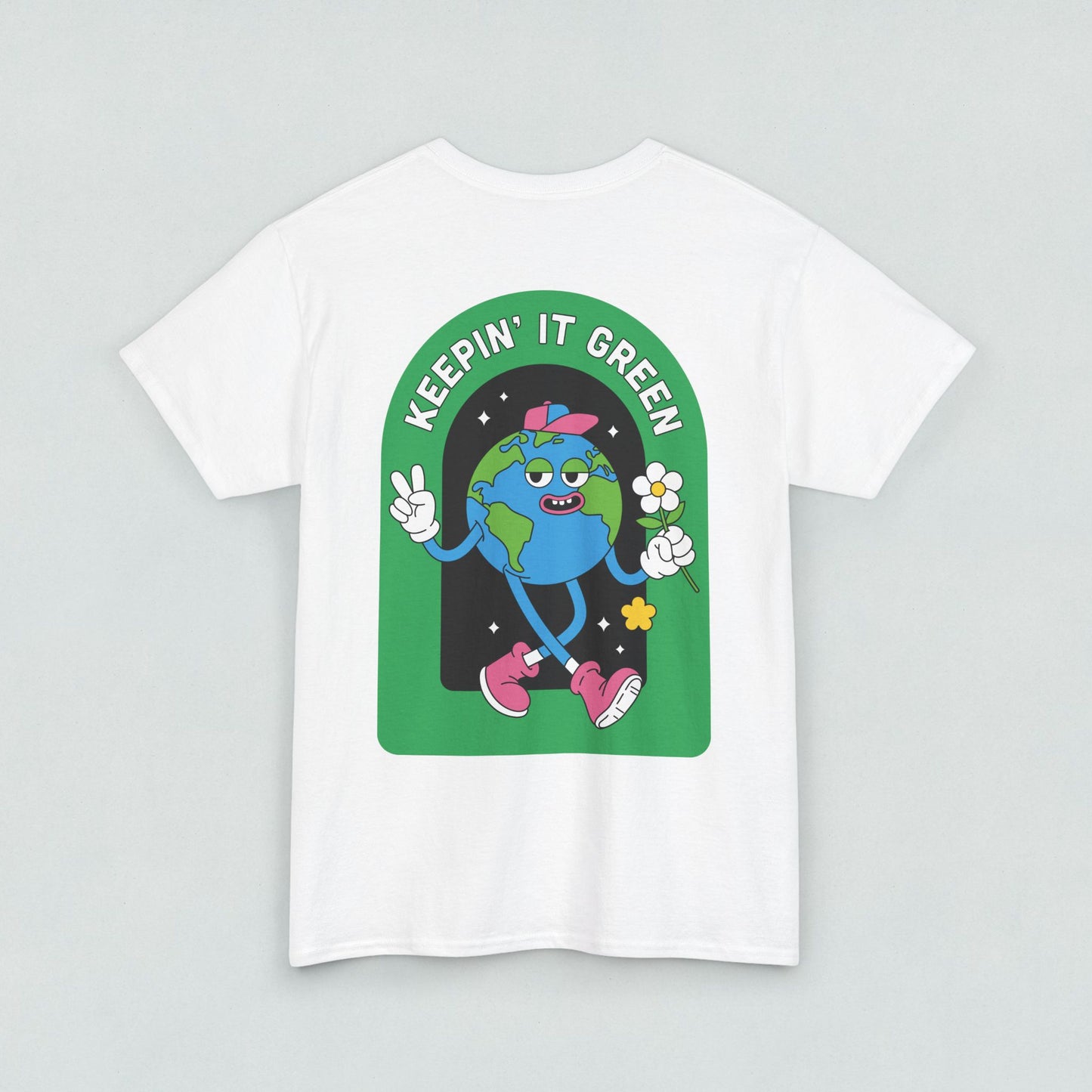 Heavy Cotton Tee - Keepin' It Green Floral Design